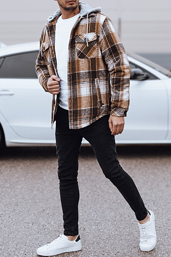 Moška jakna s kapuco, bež Dstreet TX4960