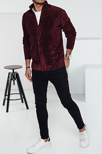 Moški odpeti pulover bordo barve Dstreet WX2233