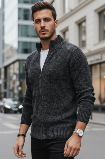 Moški pulover brez gumbov temno sive barve Dstreet WX2234