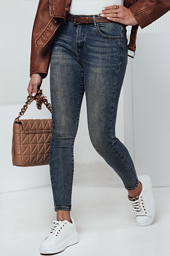 Ženske hlače SKINNYJEAN iz džinsa s pasom mornarsko modra Dstreet UY2328