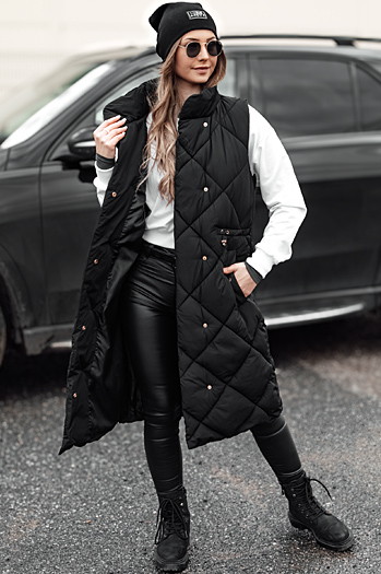 Ženski dolgi prešiti telovnik ARCTVEST black Dstreet TY4765