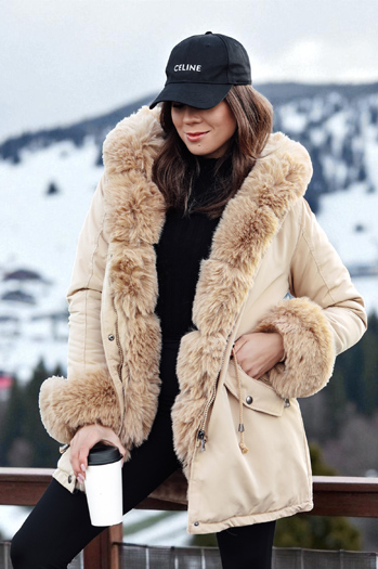 Ženska zimska jakna parka s krznom CHARMFUR beige Dstreet TY4770