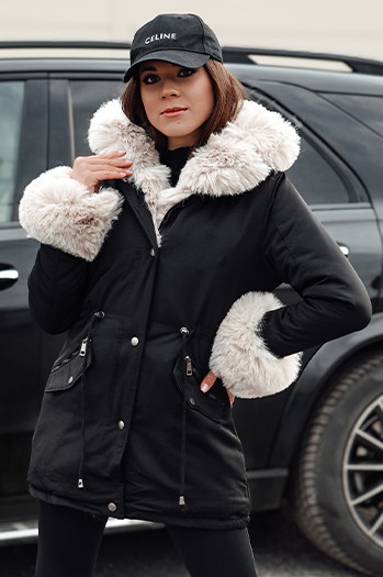 Ženska zimska jakna s krznom CHARMFUR black Dstreet TY4771