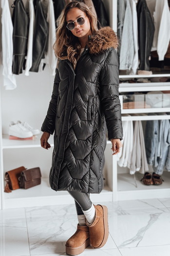 Ženska prešita dolga jakna WINTERACT black Dstreet TY4778