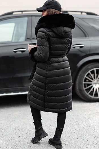 Ženska prešita dolga jakna ZAELEGANTE black Dstreet TY4779