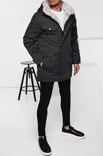 Moška zimska jakna parka s kapuco zelena Dstreet TX4961