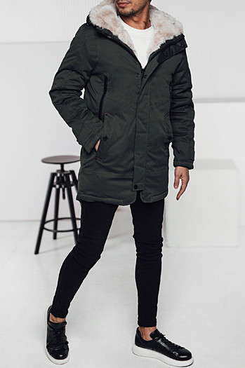 Moška zimska jakna parka s kapuco zelena Dstreet TX4963