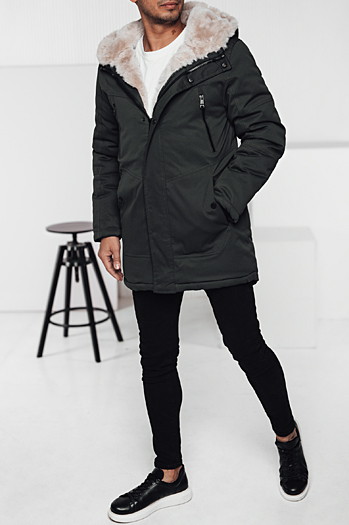 Moška zimska jakna parka s kapuco zelena Dstreet TX4966