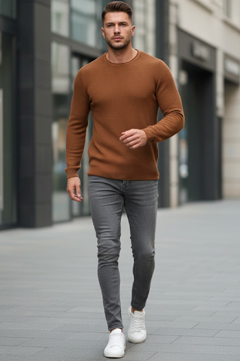 Moški pulover kamelje barve WX2292