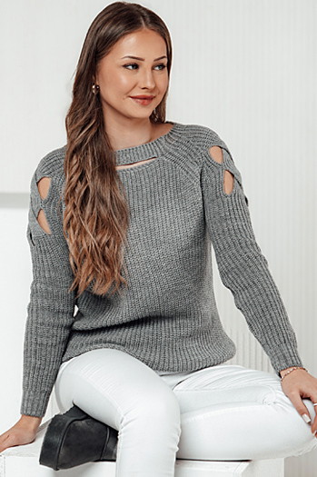 Ženski pulover SLITARIA svetlo sive barve Dstreet MY2394