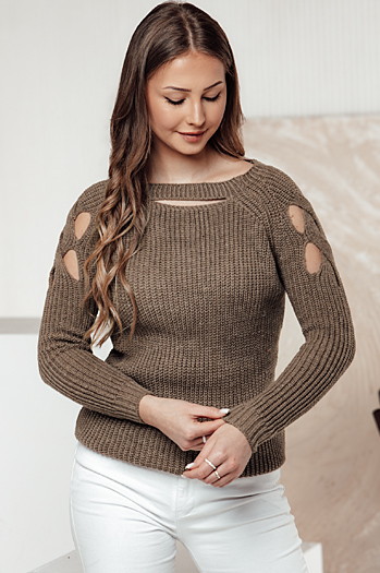 Ženski pulover SLITARIA beige Dstreet MY2402