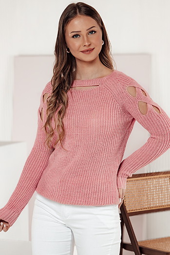 Ženski pulover SLITARIA pink Dstreet MY2412