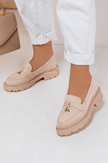 Ženski mokasini LOAFELIA beige Dstreet ZY0603