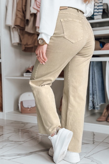Ženske široke hlače iz džinsa LUXEFLOW beige Dstreet UY2364