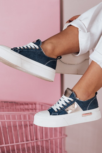 Ženske superge na platformi TRENDIS denim Dstreet ZY0678