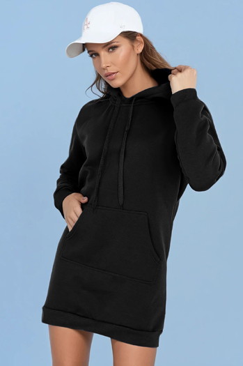Ženska dolga majica s kapuco oversize TIMMY black Dstreet EY2558