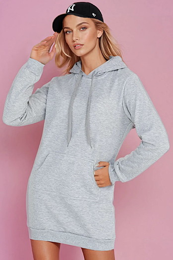 Ženska dolga majica s kapuco oversize TIMMY svetlo siva Dstreet EY2559