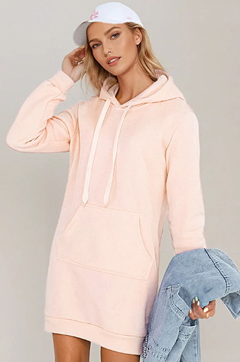 Ženska dolga majica s kapuco oversize TIMMY roza Dstreet EY2567