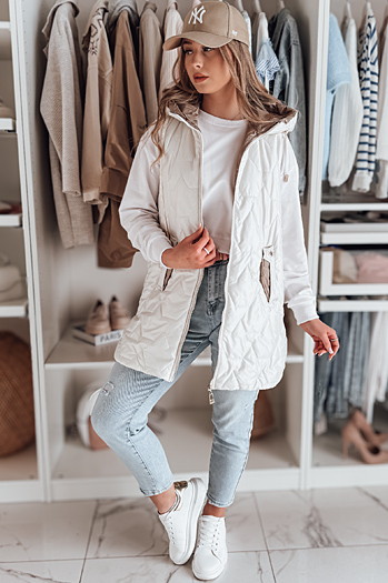 Ženski prehodni prešiti telovnik GLITTI white Dstreet TY4805