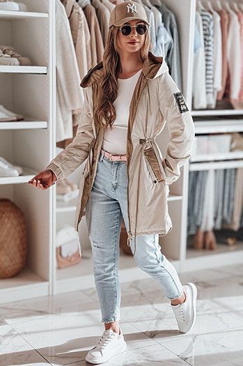 Ženske GLAMOON prehodna jakna parka beige Dstreet TY4811