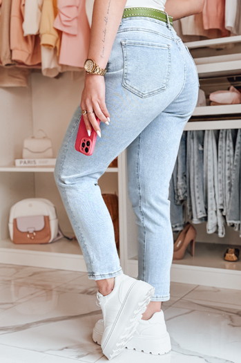 Ženske oprijete jeans hlače s pasom FITARINKA blue Dstreet UY2422