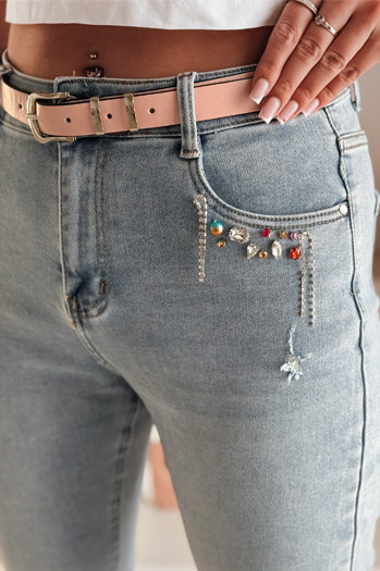 Ženske oprijete kavbojke BLINGBLING blue Dstreet UY2451