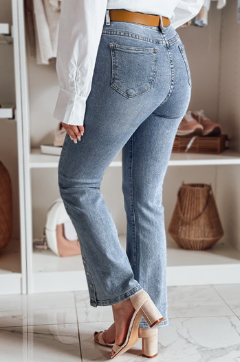 Ženske jeans hlače na zvonec s pasom BELLONIZ blue Dstreet UY2464