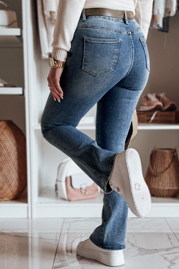 Ženske jeans hlače na zvonec s pasom FITLOW blue Dstreet UY2466