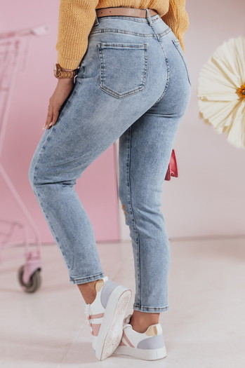 Ženske hlače iz džinsa tankega kroja s cvetličnimi vzorci FLORENSSO blue Dstreet UY2467