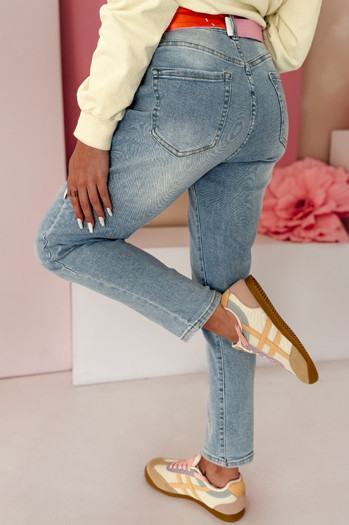 Ženske hlače iz džinsa mom fit NEWGEN blue Dstreet UY2470