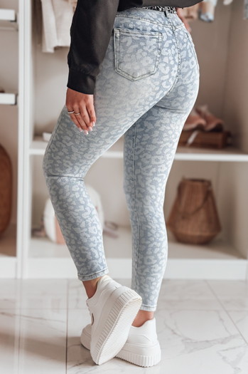 Ženske oprijete jeans hlače s pasom FELINA blue Dstreet UY2474