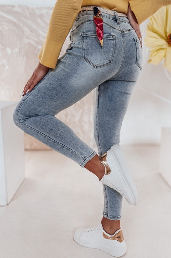 Ženske oprijete kavbojke TRENDIFIX hlače s pasom modre Dstreet UY2481