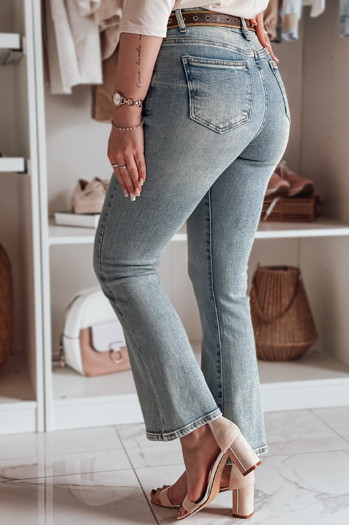 Ženske jeans hlače na zvonec s pasom FAREVIS blue Dstreet UY2483