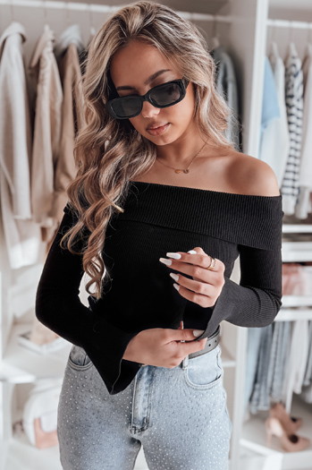 Ženski pulover ene velikosti z odprtimi rameni SHOWIT black Dstreet MY2424