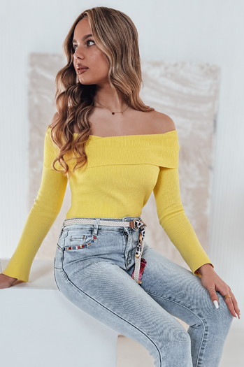 Ženski pulover ene velikosti z odprtimi rameni SHOWIT yellow Dstreet MY2425