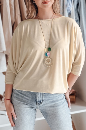 Ženska bluza prevelike velikosti z obeskom LUZVIA beige Dstreet RY2773