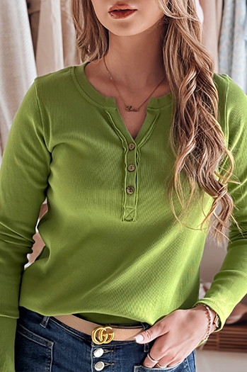 Ženske majice z dolgimi rokavi ene velikosti FELORIA limetina zelena Dstreet RY2775