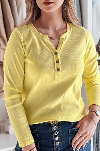 Ženske majice z dolgimi rokavi ene velikosti FELORIA rumena Dstreet RY2778