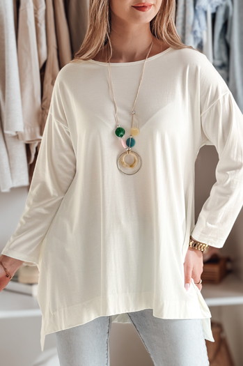 Ženska bluza prevelike velikosti z obeskom COMFILA ecru Dstreet RY2787