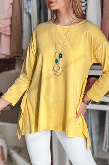 Ženska bluza prevelike velikosti z obeskom COMFILA rumena Dstreet RY2791