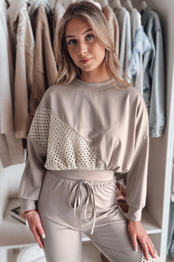Ženska bluza presežne velikosti ELEGRA mocha Dstreet RY2796