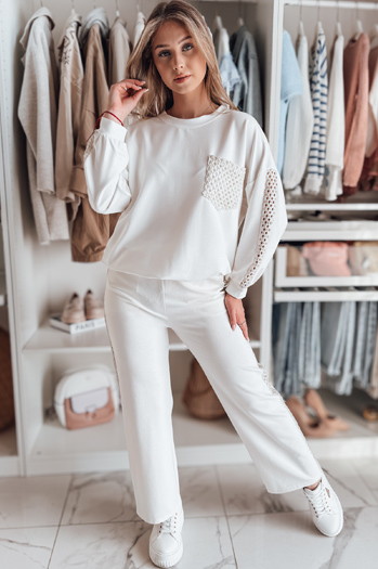 Ženske široke hlače LUXEEN ecru Dstreet UY2521