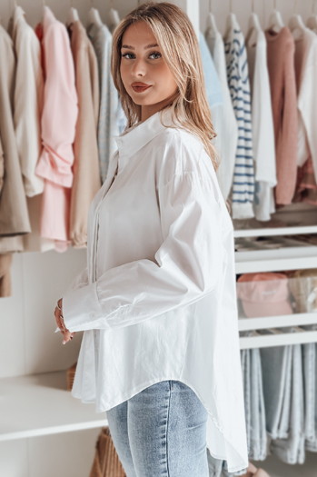 Ženska majica prevelike velikosti z daljšim hrbtom BLUOSIZE bela Dstreet DY0457