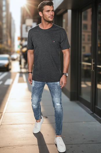 Moška majica z vezenino temno siva Dstreet RX5634