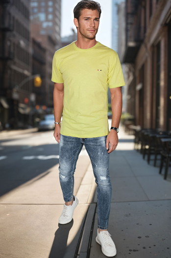 Moška majica z vezenino, rumena Dstreet RX5636