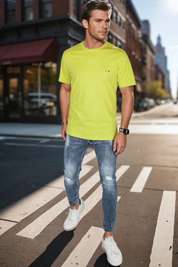 Moška majica z vezenino, rumena Dstreet RX5637