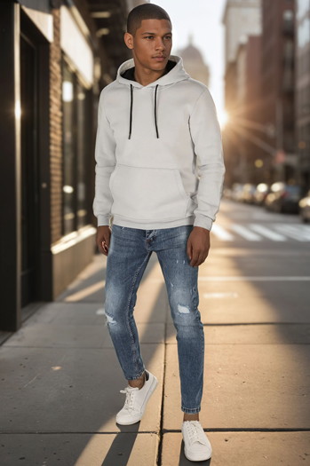 Moška osnovna majica s kapuco svetlo siva Dstreet BX5862