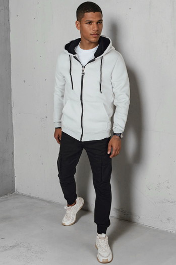 Moška osnovna majica s kapuco brez gumbov svetlo siva Dstreet BX5866