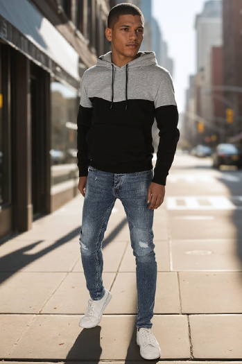 Moška osnovna majica s kapuco svetlo sive barve Dstreet BX5875