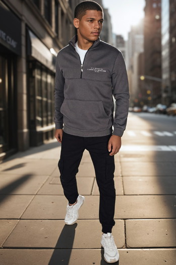 Moška potiskana grafitna majica Dstreet BX5888